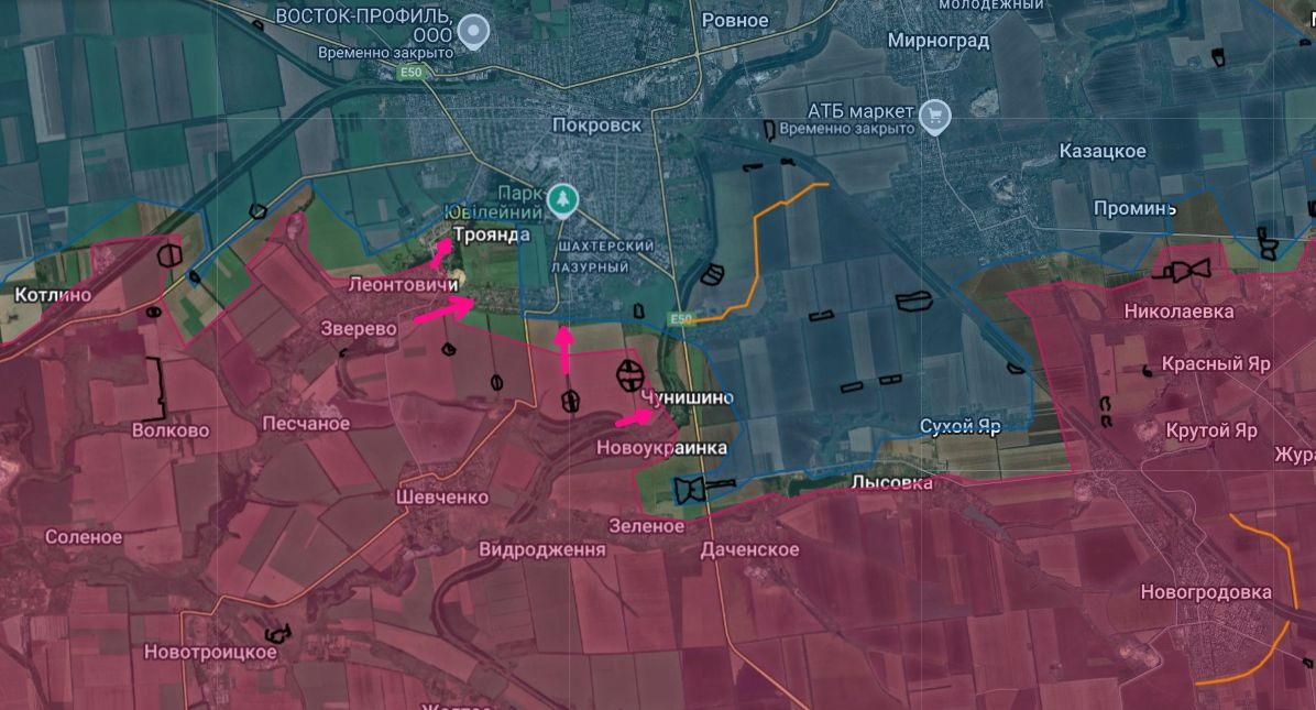 Ситуация к югу от Покровска (до 2016 года — Красноармейск) по версии Анатолия Радова 