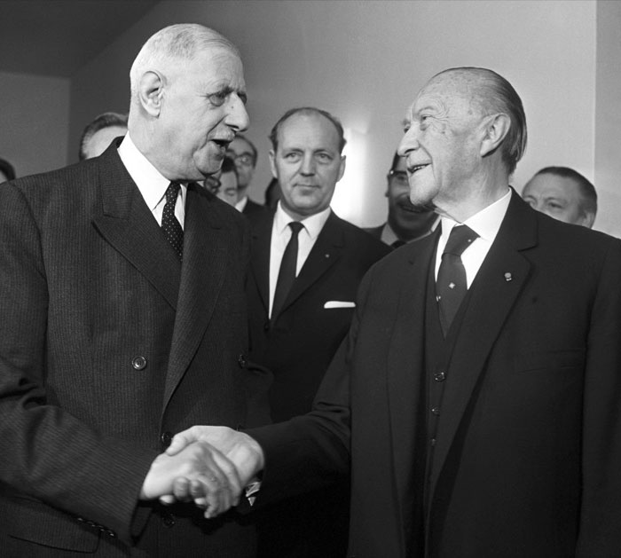 Шарль де Голль и Конрад Аденауэр, Париж, 1963 год