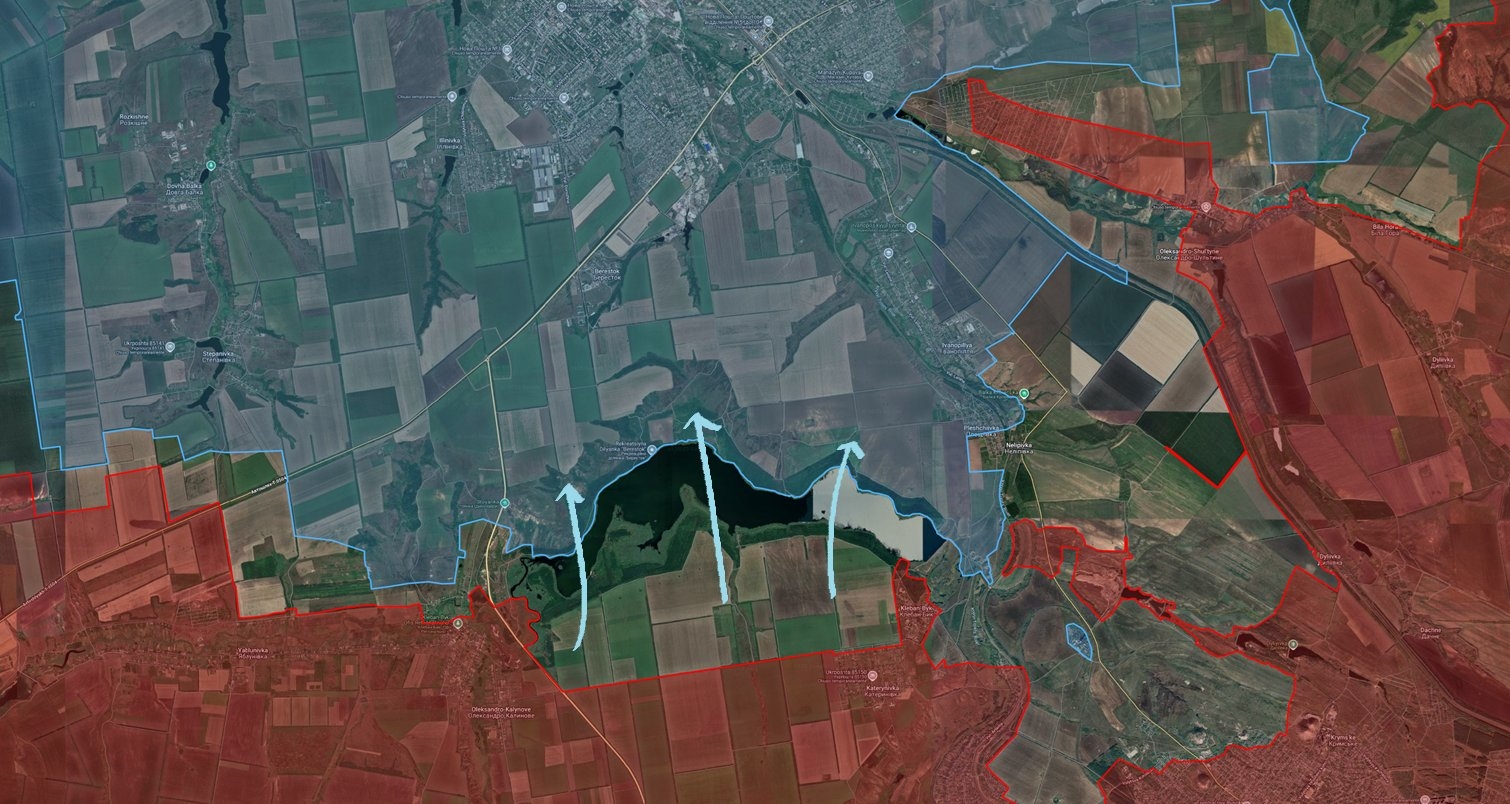 Отступление бойцов ВСУ из «кармана» к югу от Клебан-Быкского водохранилища