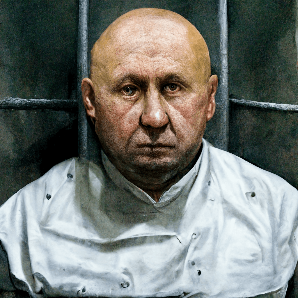 Рисунок нейросети на тему «Повар Путина встречается с зеками»